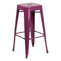 Bowery Hill 30" Industrial Metal Backless Dining Bar Stool in Purple