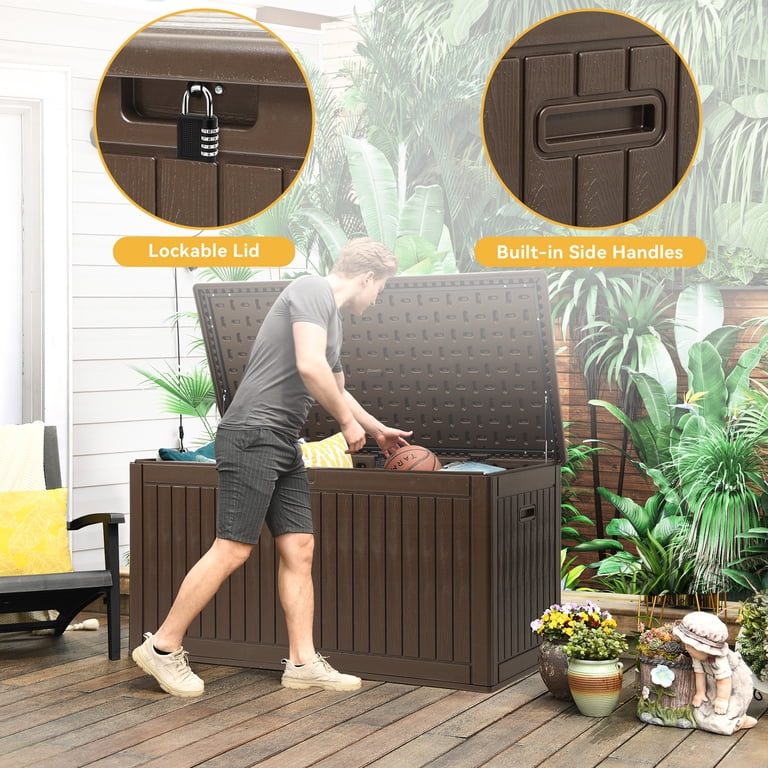 Dextrus Outdoor 260 Gallon Resin Deck Box, Brown - Walmart.com