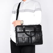 SCNOR Mens Convertible Textured PU Leather Briefcase - 3-Way Carry Laptop Bag, Lightweight with Multiple Compartments, for Office/Business, Fits 14-15 Inch Laptops