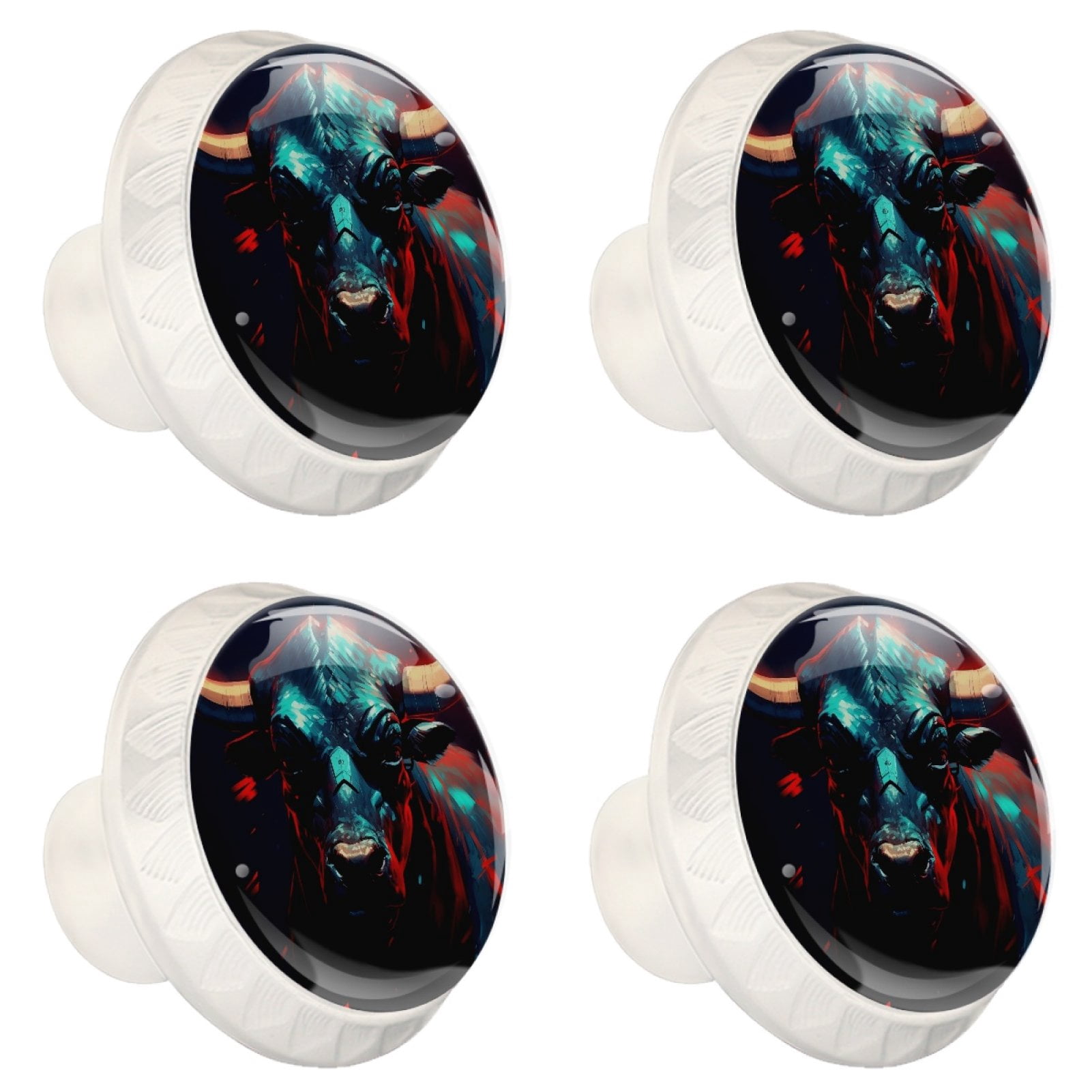 4 Pcs Cow Knobs for Kitchen Cabinet Cupboard Dresser Bookcase Drawer Pulls Handles Round Home Decor