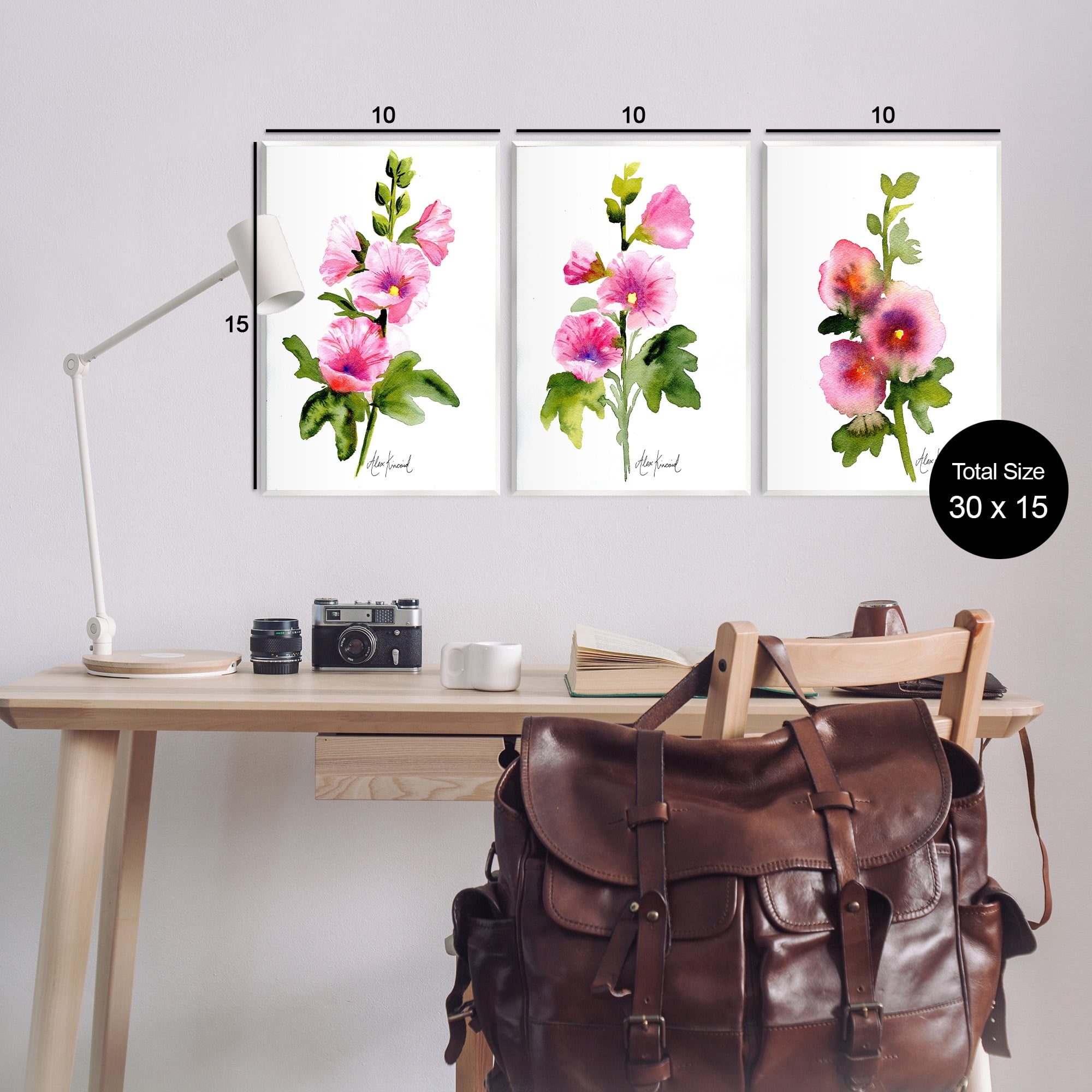 Stupell Industries Pink Flower Watercolors Botanical & Floral Painting Unframed Art Print Wall Art, 13 x 19, Set of 3