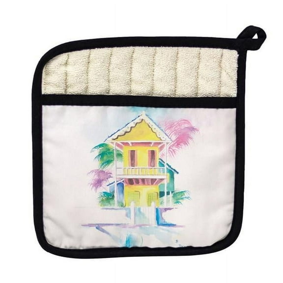 Betsy Drake PT231 W. Palm Hut Yellow Pot Holder