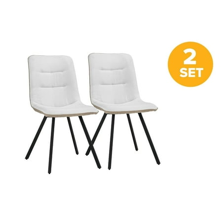 Set Of 2 Dining Chairs Linen Fabric Cushion Kitchen Chairs With