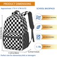 thumbnail image 3 of Black and White Checkered Pattern 17" School Backpacks for Teens,Waterproof Oxford Fabric,S-Shape Padded Straps for School,Travel,Hiking,Camping, 3 of 6
