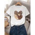 thumbnail image 4 of Women's Leopard Print Heart Graphic T-Shirt Casual Short Sleeve Round Neck Top, 4 of 5