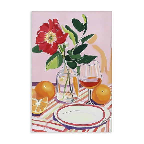 Stupell Industries Pastel Hued Table Setting Floral Painting Wrapped Canvas Canvas Art Print Wall Art, 16 x 24