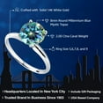 thumbnail image 2 of Gem Stone King 2.00 Cttw 14K White Gold Millennium Blue Mystic Topaz Solitaire Engagement Ring | Round 8MM | Gold Ring for Women | Size 8, 2 of 6