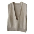 thumbnail image 4 of IWRICH Womens Deep V Neck Sweater Vest Casual Knitted Tank Tops Sleeveless Sweater Ribbed Pullover Knitwear Khaki M, 4 of 4