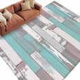 thumbnail image 2 of 6'x9' Area Rugs, Turquoise Gray Indoor Outdoor Area Rug for Living Room Bedroom, Country Retro Mottled Texture Wood Grain Washable Bathroom Rugs Kitchen Floor Carpet Mats Home Decor Aesthetic, 2 of 8