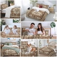 thumbnail image 6 of Brown Boho Bedding 3 Piece Duvet Cover Set Full Size, Retro Western Rustic Ethnic Tribal Patterns Soft Microfiber Comforter Cover with Zipper Closure & Pillowcases, FadeResistant Quilt Cover, 6 of 9
