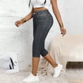 thumbnail image 5 of CQONEPT Capri Jeans for Womens Stretchy Pull On Jeggings with Pockets Jean Pants Y2k Not Denim Fabric Gray L, 5 of 7