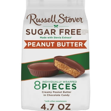 Russell Stover Chocolates Sugar Free Milk Choc Peanut Butter Cup Mini Gusset Bag 4.7oz (8 Pieces)
