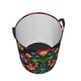 thumbnail image 5 of Uemuo Traditional Floral Polish Pattern Circular Laundry Hamper Basket with handles,Collapsible laundry basket,Large capacity laundry hamper,Laundry Organizer-Small, 5 of 8