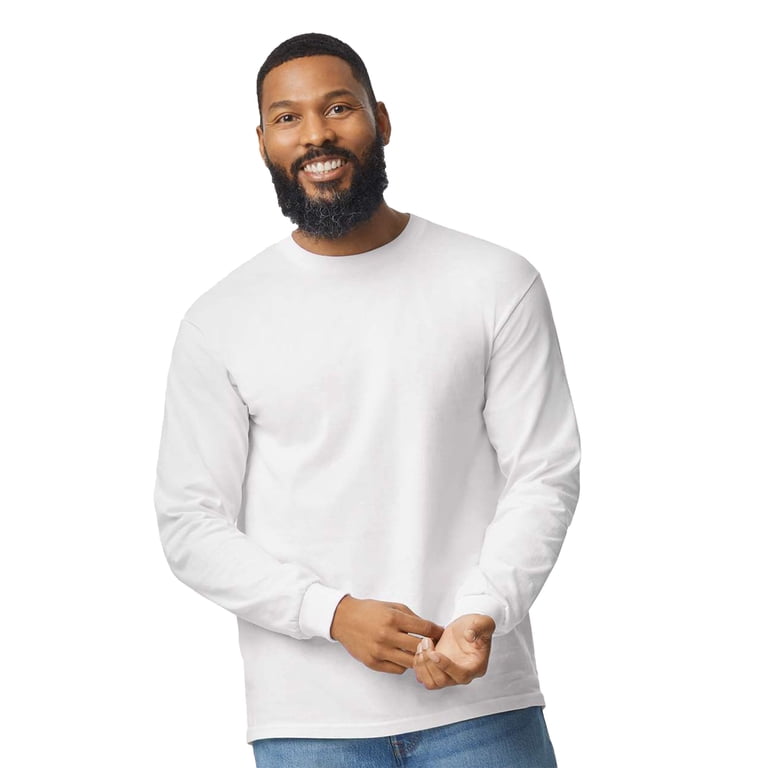 Gildan Heavy Cotton Long Sleeve T-Shirt for Men, 5-Pack Casual