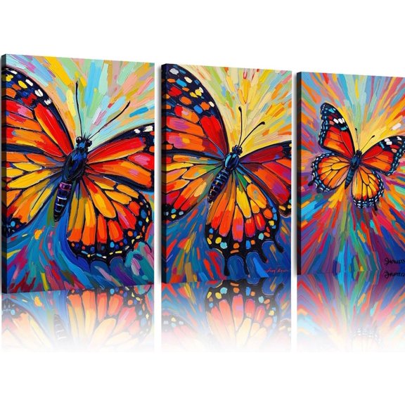 Hieng Unframed Wall Art Canvas Butterfly Insect Original Art Animal Oil Painting Small Mural