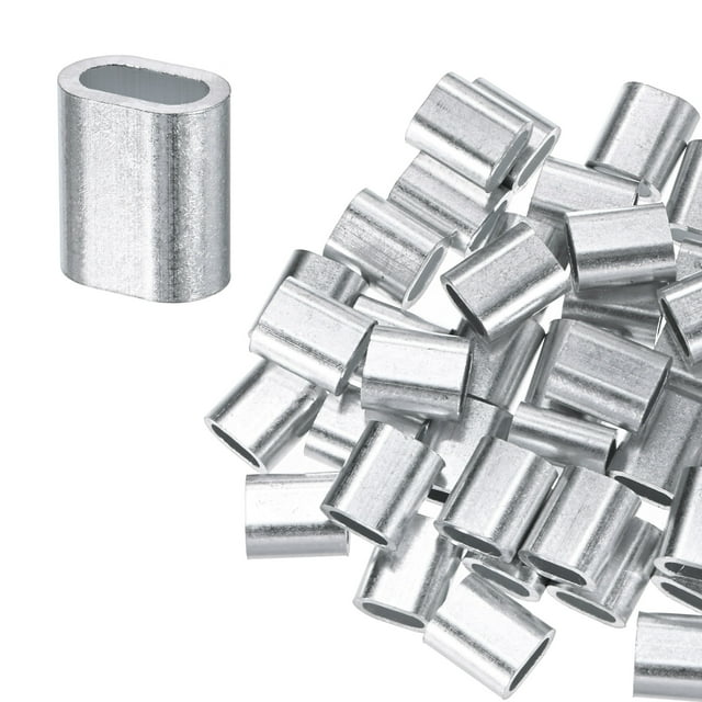 Uxcell Lot de 50 Manchons en Boucle d'Aluminium, 4mm 1/6 Baril Rond Simple