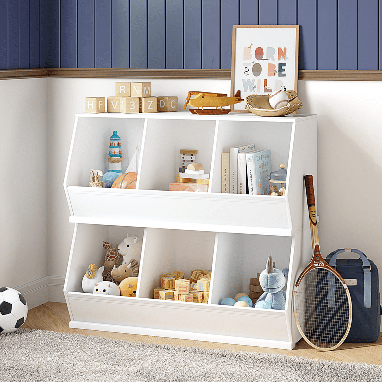 UTEX Stackable Toy Storage Organizer, Bins, Bookshelf for