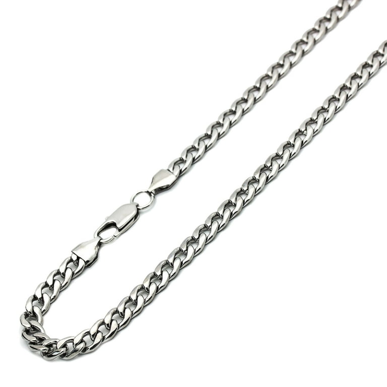 Stainless Steel Curb Chain for Men, 20, 24, 30 Inches, 5 mm Wide 24 Curb Chain / Silver
