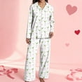 thumbnail image 5 of Long Sleeve Pajama Set Cute Heart Print Womens Cotton Button Down Matching Sleepwear With Long Pants, 5 of 6