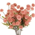 thumbnail image 1 of Uxcell 12 Paquete de Flores de Bola de Crisantemo Artificial de 20.08 pulgadas 5 cabezas Ramo de Crisantemo de Seda Rojo Camarón, 1 of 6