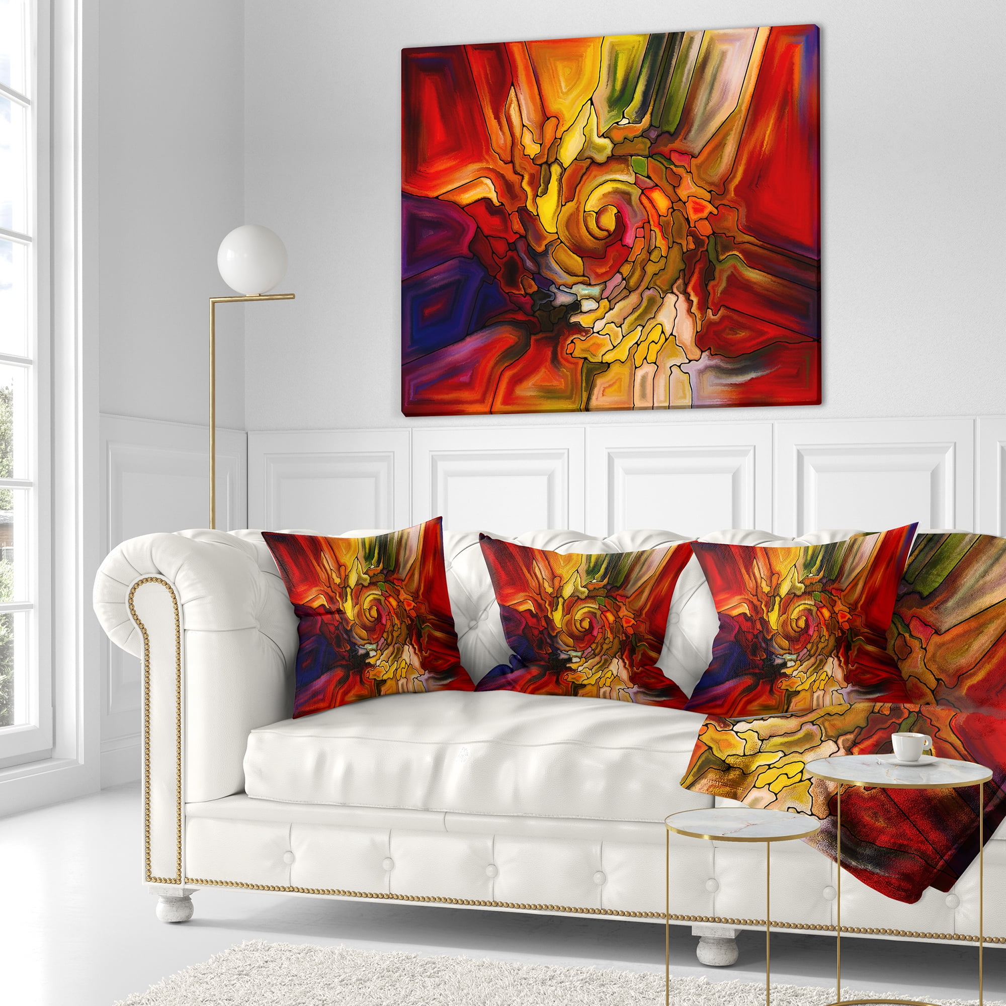 Designart Illusions of Stained Glass - Abstract Throw Pillow - 16x16