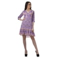 thumbnail image 3 of Moomaya Casual Printed 3/4 Sleeve Georgette V-Neck Mini Custom Dress For Women, 3 of 6