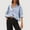 Blue, variant on Tops for Womens Cropped Striped Button Down Shirts Ruffle 3/4 Length Sleeve Summer Tops Dressy Casual Blouses Blue M