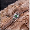 thumbnail image 4 of Unisex Vintage Geometric Ring Silver Alloy With Green Chalcedony Gemstone Electroplated Statement Ring Jewelry, 4 of 5