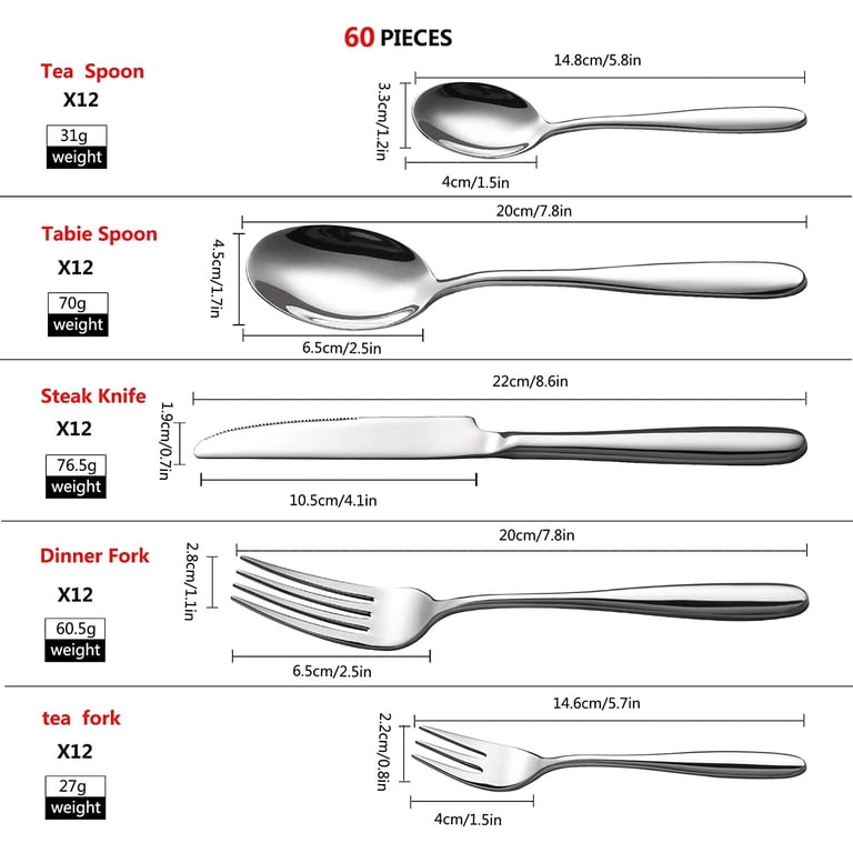 Gugrida 20-Piece Stainless Steel Silverware Set - 18/10 Satin Finish Flatware For 4