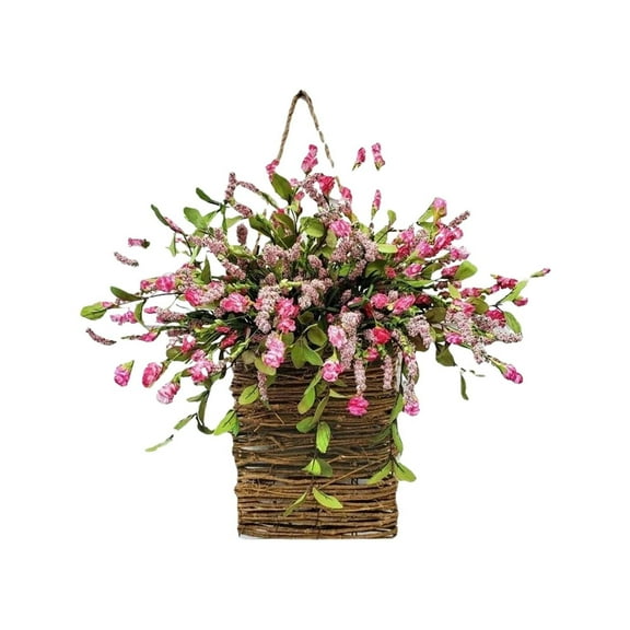 Clearance Under $10 Artificial flowers, Wildflower Door Hanger Basket Wreath Spring & Summer Front Door Decor New Wildflower Door Hanging Basket For Home Decoration