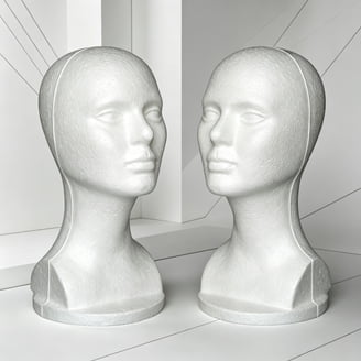 EHJRE Male Bald Mannequin Head, PE Material, Durable Holder for