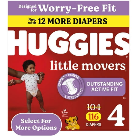Huggies Little Movers Baby Diapers Size 4 116 Ct (Select for More Options)