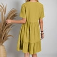 thumbnail image 3 of Women's Summer Casual Dress V Neck Flowy Loose Fit Ruffle Hem Tiered Swing Midi Beach Trendy 2025 Outfits, 3 of 5