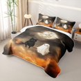 thumbnail image 3 of Erosebridal Spooky Moon Bat Quilt Full, Cute Ghost Cat Full Bedspread Sets for Boys Girls, Orange Black Cream, 3-Piece 1 Coverlet and 2 Pillowcases, 3 of 7