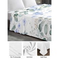 thumbnail image 5 of Full Size Flat Sheet Only, Blue Flower Soft Brushed Microfiber Bed Sheets, Sage Green Eucalyptus Leaf Farmhouse Country Hotel Quality Breathable Bedding Top Sheet, Easy Care, 81"x96", 5 of 9