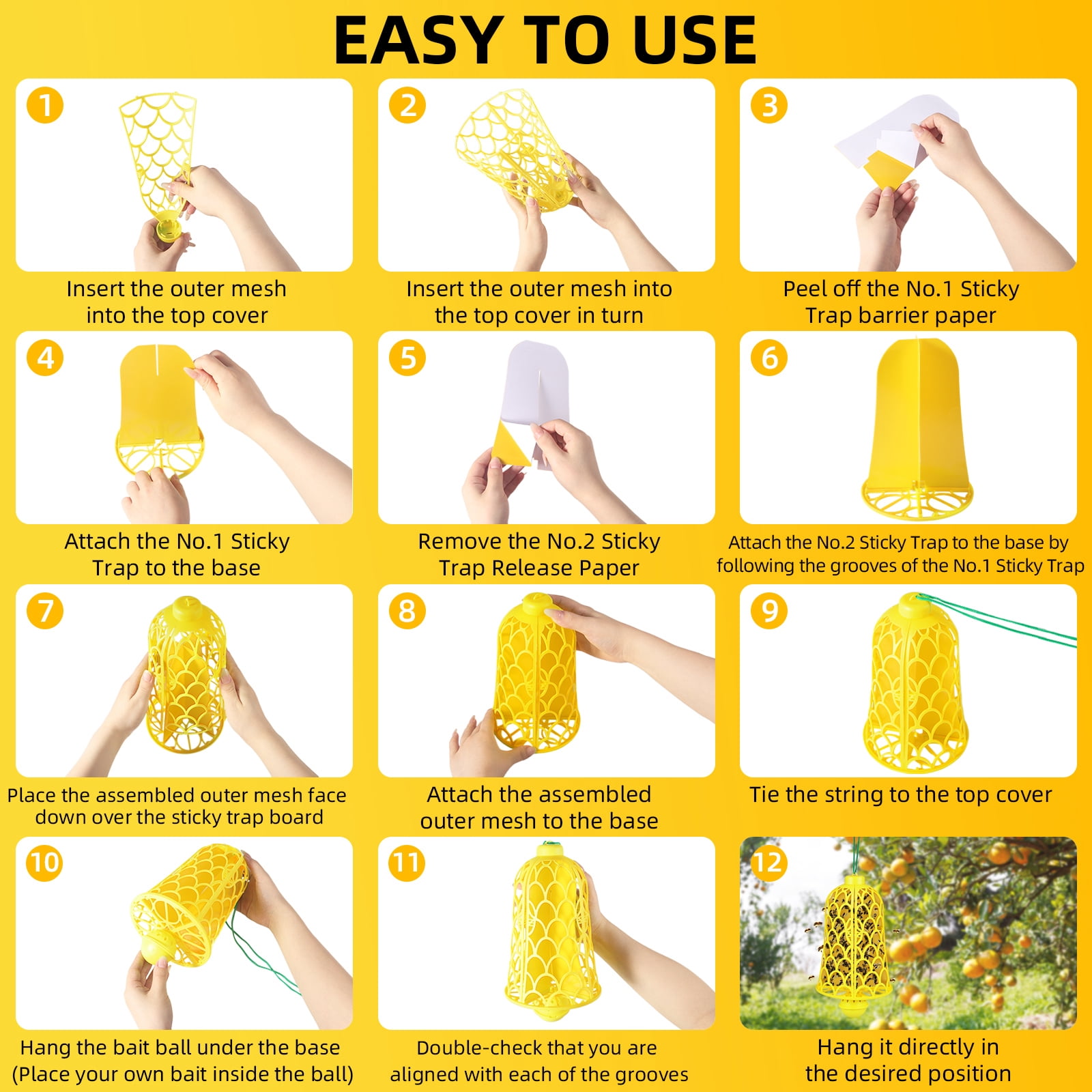 G·PEH 2-Pack Outdoor Hanging Wasp & Hornet Traps,Reusable Bee Catcher