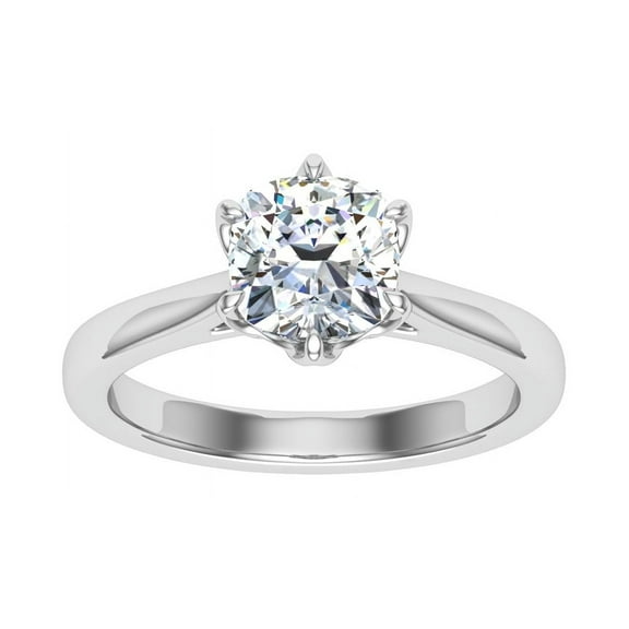 Veda Jewelry 1.86 Ct Cushion Cut Moissanite Engagement Ring - 14K White Gold Plated Solitaire Ring for Women - Beautiful Wedding Ring for Daily Wear - Gift for Her