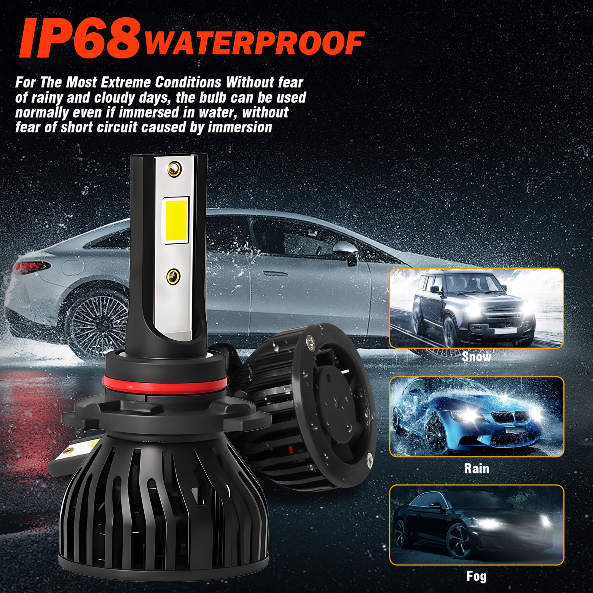 For 2011-2015 Chrysler 200 LED Headlight Bulbs 9012 High Low Beam Set 120W 14000LM Pack of 2