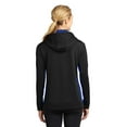 thumbnail image 2 of Sport-Tek LST235 Ladies Sport-Wick Fleece Colorblock Hooded Pullover, White/ Dark Smoke Grey, 4XL, 2 of 2