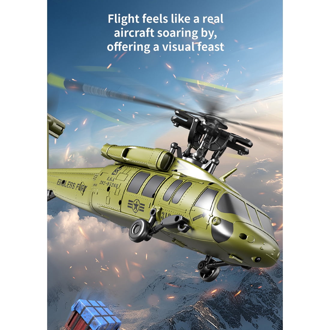 RC Helicopter, UH-60 2.4G 5CH Flybarless Brushless Scale RC Aircraft with Altitude Hold, Optical Flow Positioning & One-Key Inverted Flight for Indoor and Outdoor Play, Gift for Adult (RTF)