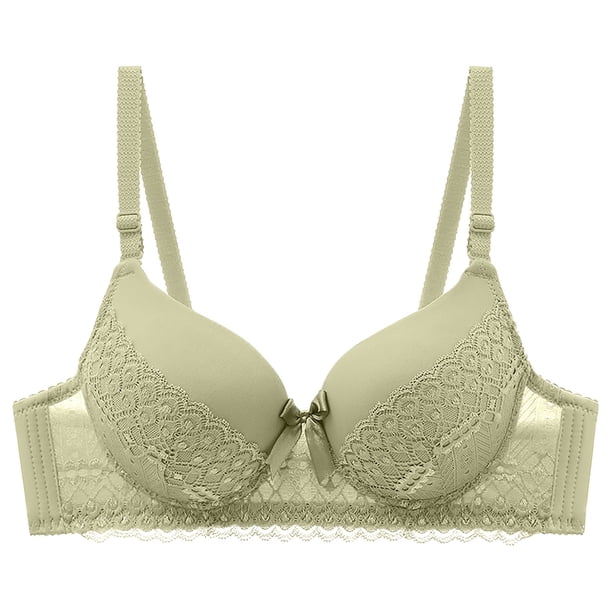 Karight Womens Wireless Push up Bras Full Coverage Plunge Lace Bralettes Adjustable Strap Breathable Comfortable Everyday Bra