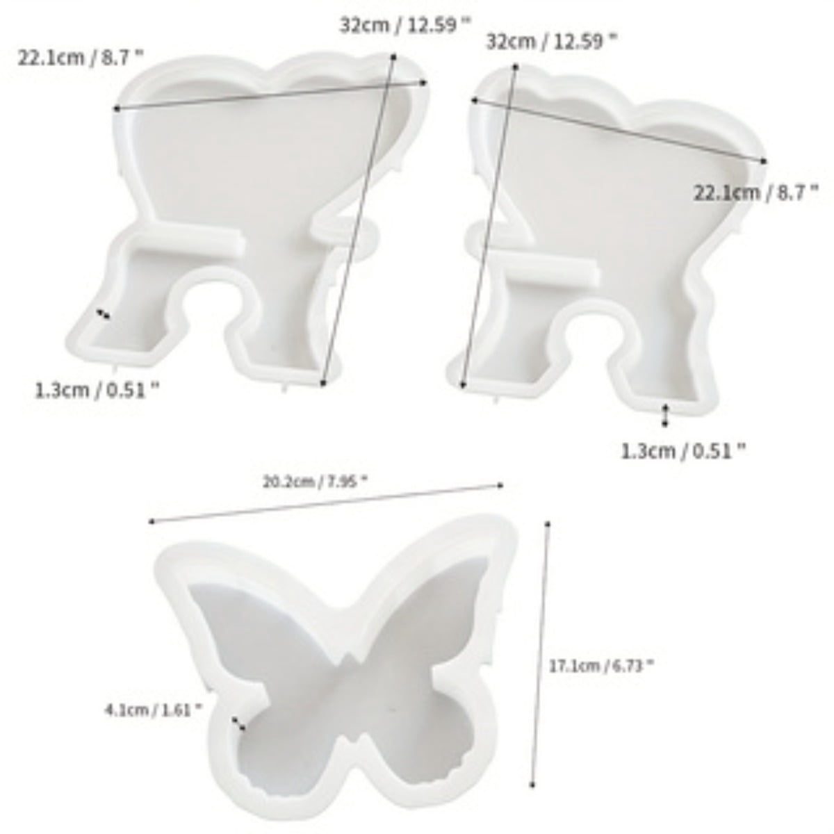 2PCS Epoxy Resin Butterfly Bookends Book Holder Mold, Silicone Casting Mold for Home Decor, DIY Handmade Jewelry Crafts Crafts Tools, Floral Preserved Keepsake Bookends Book Holder Kit
