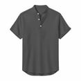 thumbnail image 4 of COSFO V Neck Casual Shirts for Men Black Cotton Linen Short Sleeve Basic Tops Classic Fit Button with Pockets Pullover Mens Classic T-Shirt, 4 of 7