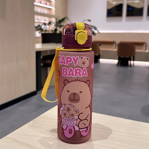 700ml Capybara Water Bottle Leakproof Plastic Straw Cup Portable Outdoor Travel Large Capacity Sports Drink Container