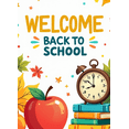 thumbnail image 3 of Colorful Welcome Back to School Banner with Apple Books Alarm Clock and Fall Leaves Decors, Backdrop for School Entrance Classroom Party Photography Props Decorations, 3 of 3