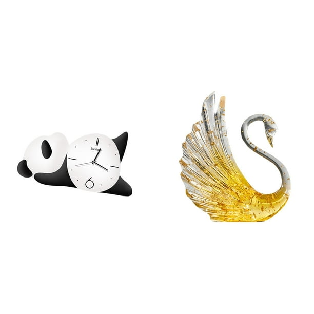 Moderno Y Bonito Reloj De Pared Con Forma De Cisne Panda Y Escultura De Pájaro De Resina Para Sala De Estar, Dormitorio, Compromiso, Decoración Del Hogar, Práctico Y Resistente Adorno De