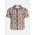 thumbnail image 5 of No Boundaries Men's Faux Crochet Pattern Boxy Fit Button Through Sweater Polo, Sizes XS-3XL, 5 of 6