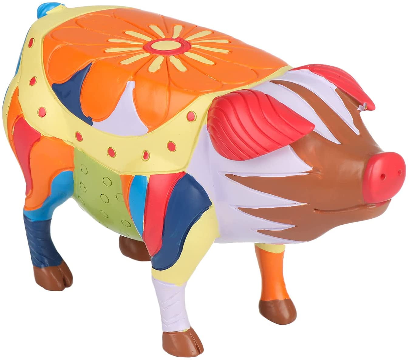 Animal Patio Resin Side Table, Pig Patio Side Table Colorful Folk Art