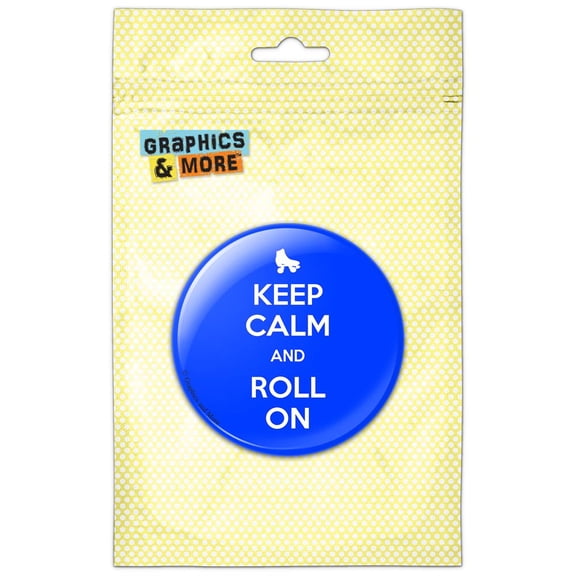 Keep Calm And Roll On Roller Skating Pinback Button Pin Badge
