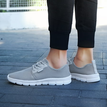 

HIBRO Couples Ladies Fashion Woven Mesh Lightweight Breathable Lace-up Sneakers